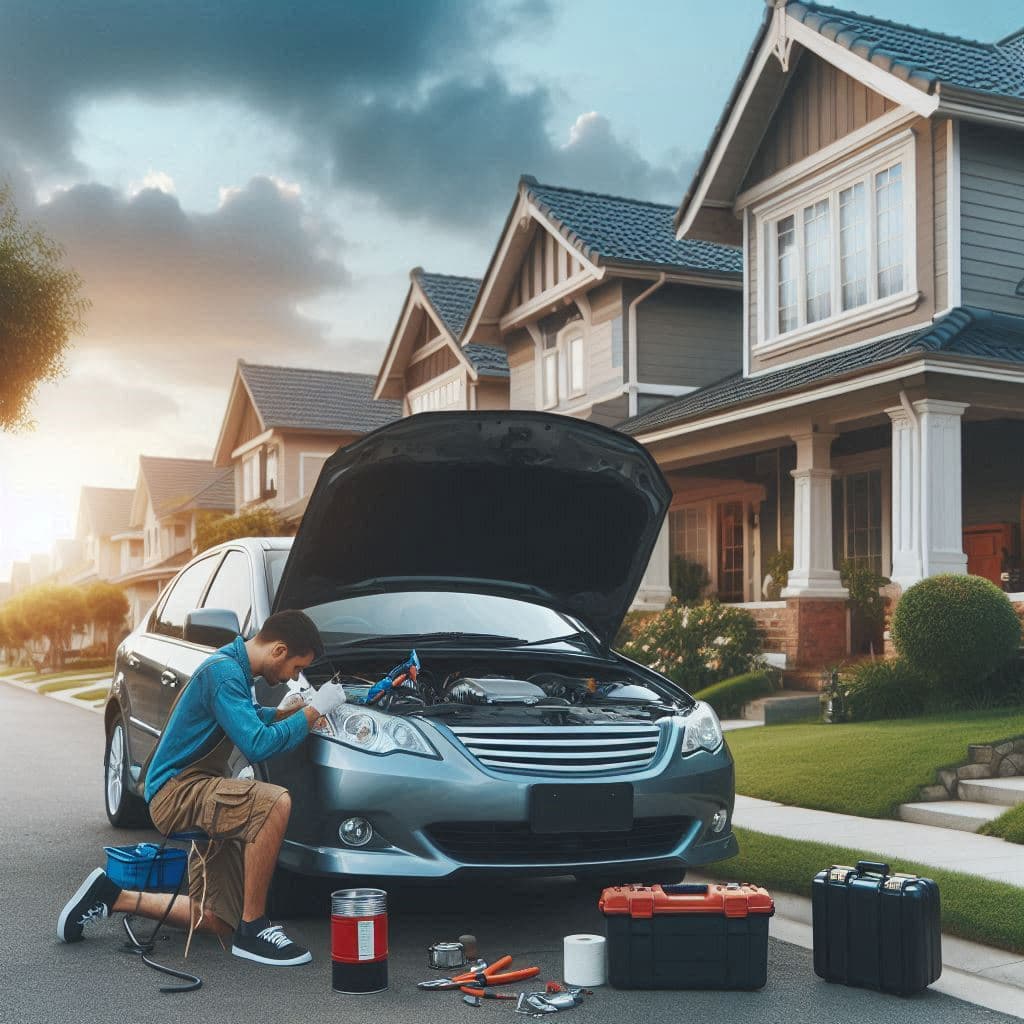 Auto Mechanic working on car